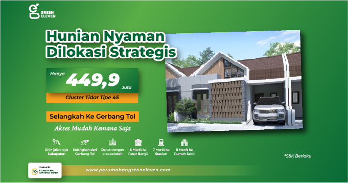 Properti terdaftar untuk dijual atau disewa - Green Eleven Hunian Nyaman & Strategis Di Pasuruan – Cluster Tidar Tipe 45